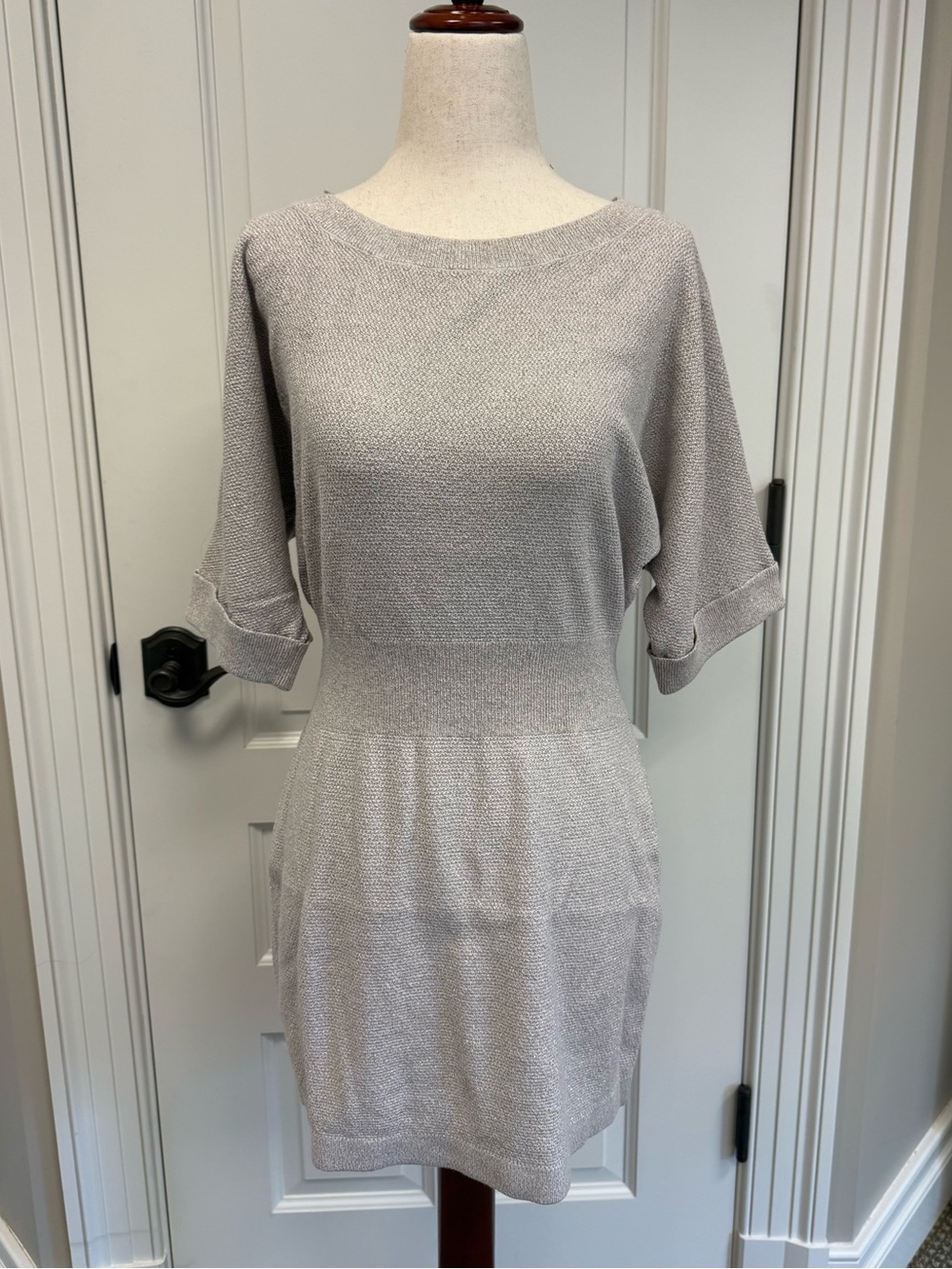 Express Metallic Light Tan Sleeve Knit Mini/Tunic, Size M